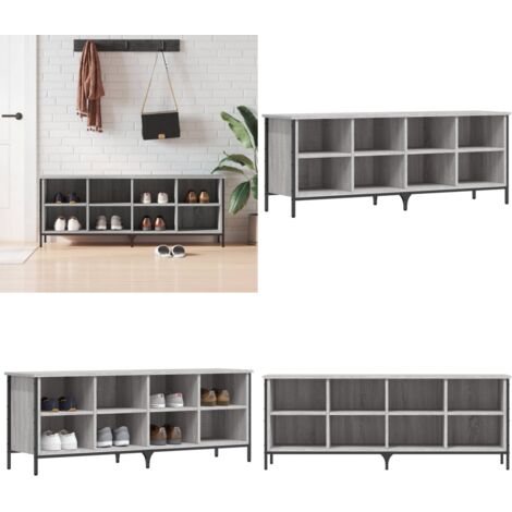 Zapatero madera de ingeniería gris Sonoma 131x35x50 cm - Mueble para zapatos - Estantería para zapatos