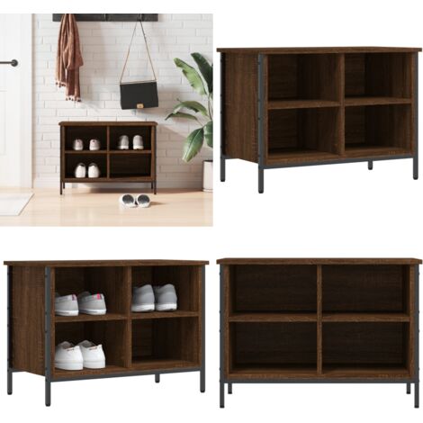 Zapatero madera de ingeniería marrón roble 69x35x50 cm - Mueble para zapatos - Almacenamiento de zapatos