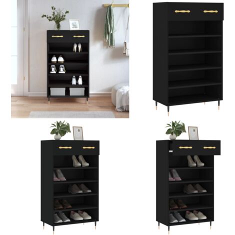Zapatero madera de ingeniería negro 60x35x105 cm - Armario de zapatos - Almacenamiento de calzado