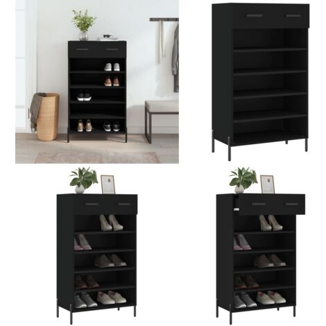 Zapatero madera de ingeniería negro 60x35x105 cm - Armario de zapatos - Almacenamiento de zapatos