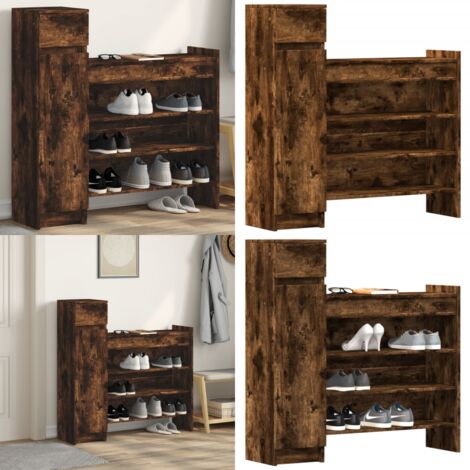Zapatero madera de ingeniería roble ahumado 100,5x28x100 cm - Armario de madera - Almacenamiento de zapatos
