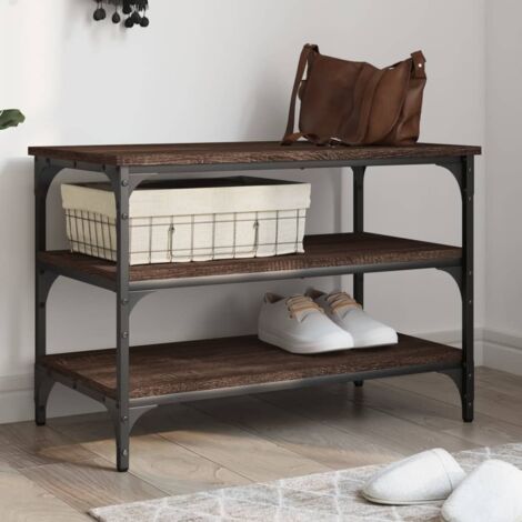 Zapatero madera de ingeniería roble marrón 70x38,5x49 cm