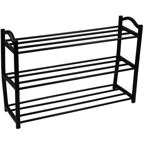 Zapatero Metálico Negro con 3 Baldas 44x62,5x19cm 7house