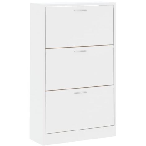 Zapatero mueble de almacenaje entrada pasillo salón brillante 63 x 24 x 103 cm madera de ingeniería blanco 020021310