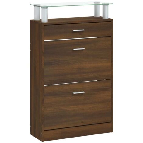 Zapatero mueble zapatero entrada pasillo salón 63 x 24 x 104 cm madera de ingeniería marrón 020021645