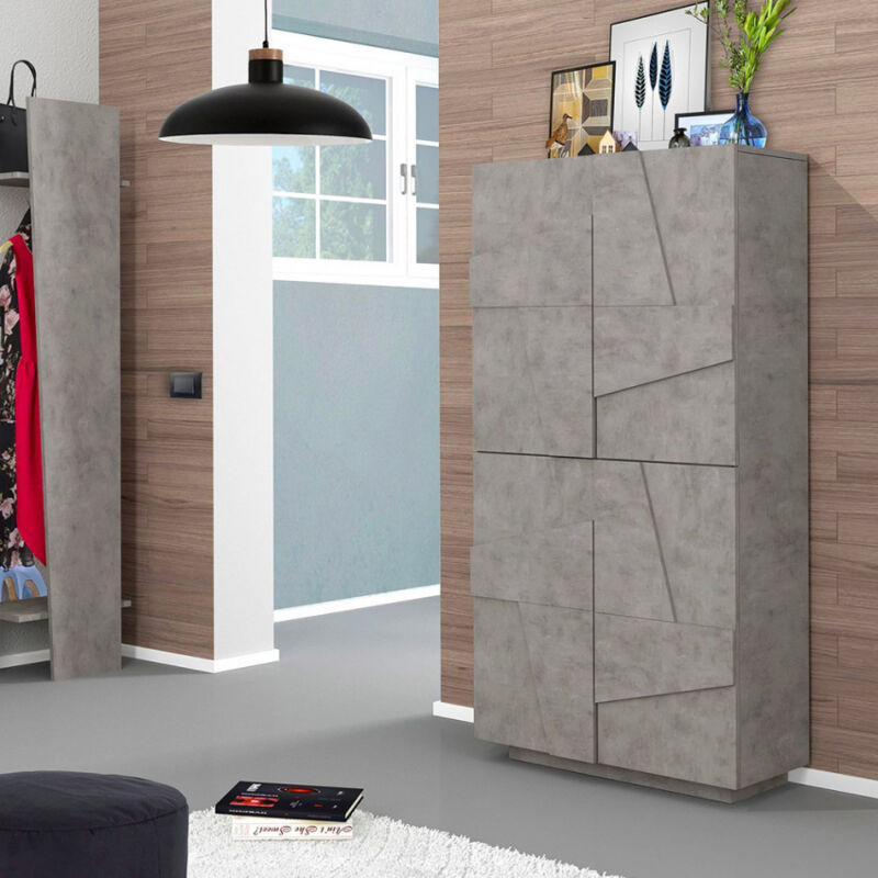 

Zapatero multiusos de 4 puertas y 8 estantes de diseño Ping Dress Concrete