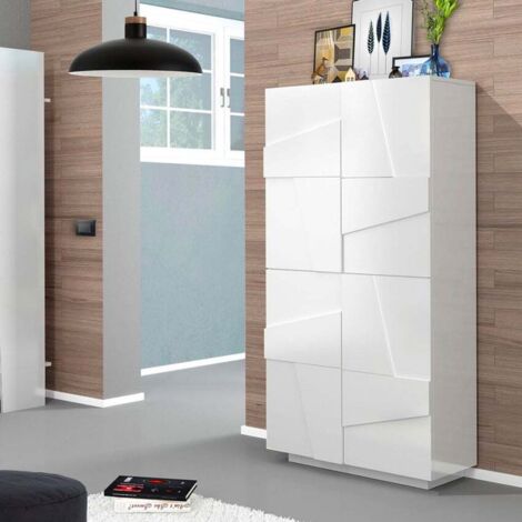 Zapatero multiusos 4 puertas y 8 estantes diseño moderno blanco Ping Dress