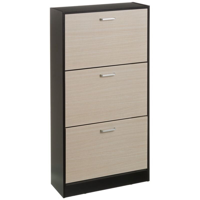 

Zapatero negro de madera MDF con 3 puertas de 115x60x24 cm