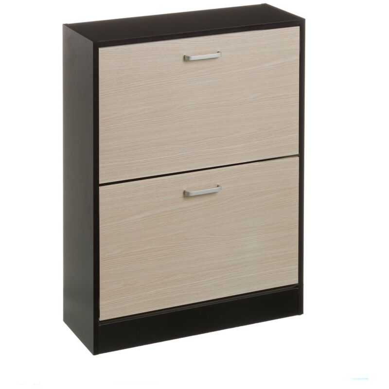 

Zapatero negro de madera MDF con 2 puertas de 80x60x24 cm