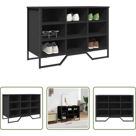 Zapatero negro -  Zapatero de madera de ingeniería negro 90x38x61,5 cm