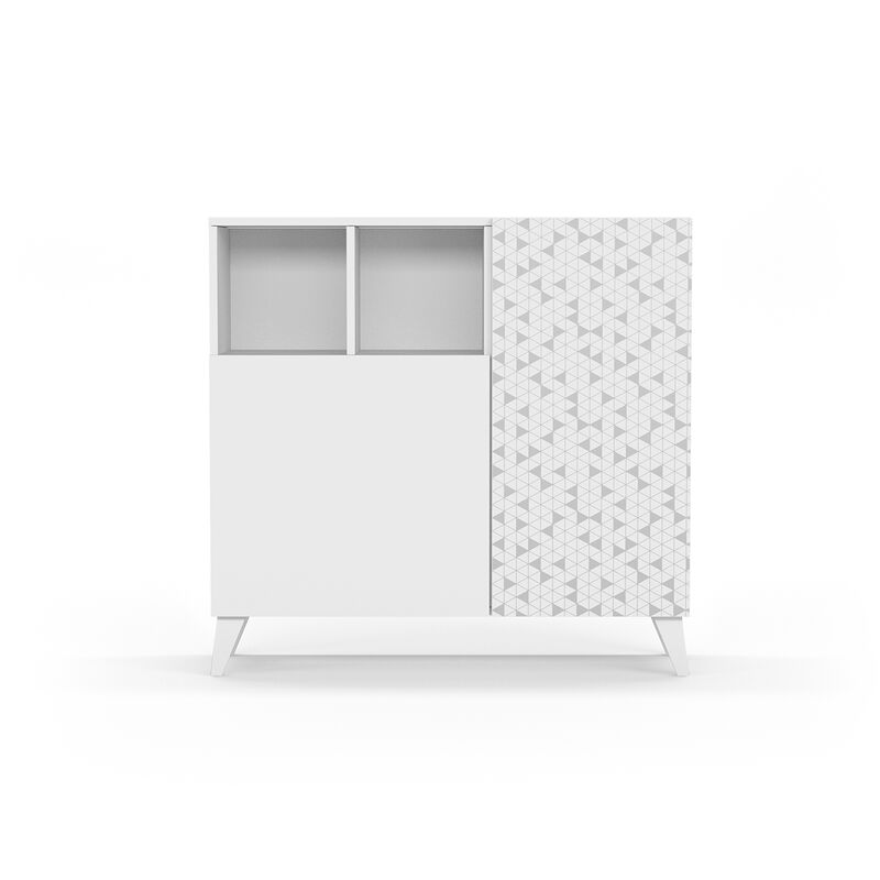 

Zapatero OSLO Serigrafía y 2 puertas, en blanco. - Blanco Geometría
