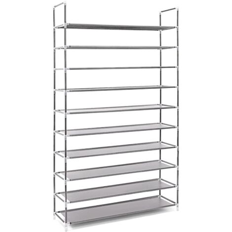 Zapatero para 50 pares zapatero 10 niveles compartimentos almacenaje pasillo sótano 175,5 cm gris 130001029