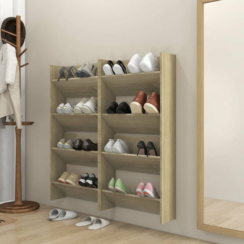 

Zapatero pared 4 uds color roble Sonoma aglomerado 60x18x60cm