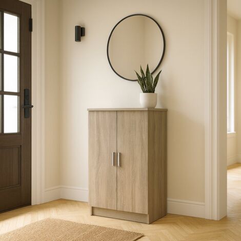 Zapatero que ahorra espacio con seis estantes de roble cm 55 x 36 x 108 h