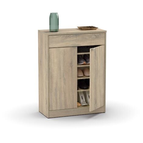 Zapatero Recibidor Multiestancia Berlín Estilo Natural en Color Roble Cambrian con 1 Cajón y 4 Estantes 75x101x37 cm