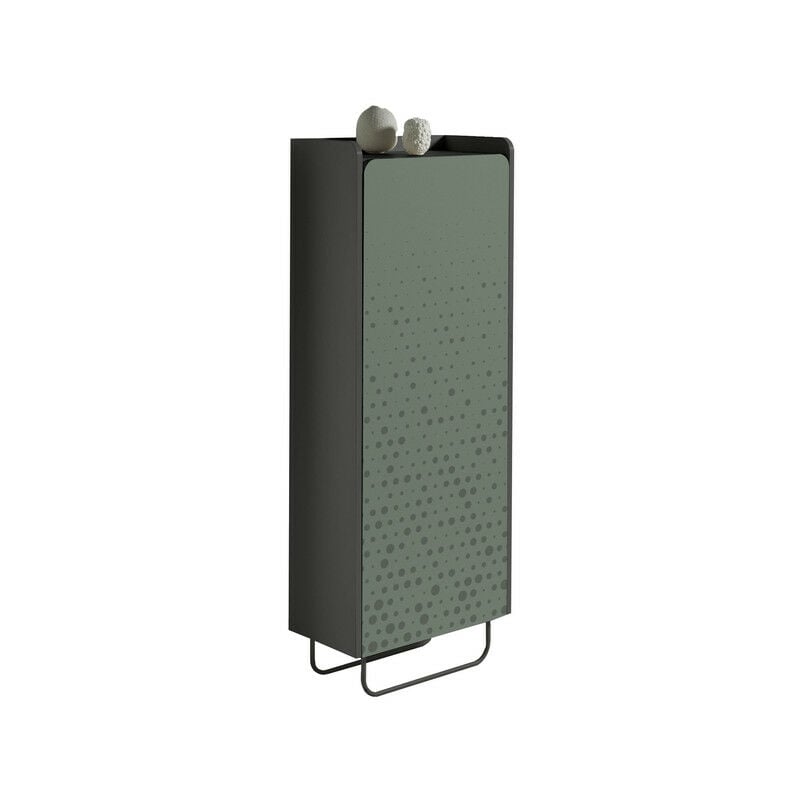 

Herdasa - Zapatero SKIEN Serigrafía y 2 puertas, en grafito y verde. - Grafito y Verde Lluvia