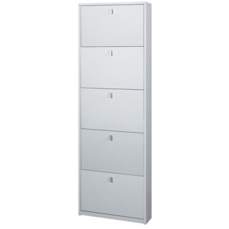Zapatero slim cinco puertas Fresno Blanco 63x18x h190 cm