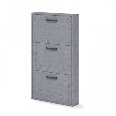 Zapatero slim gris cemento en melamina 3 solapas 108x65x15 cm