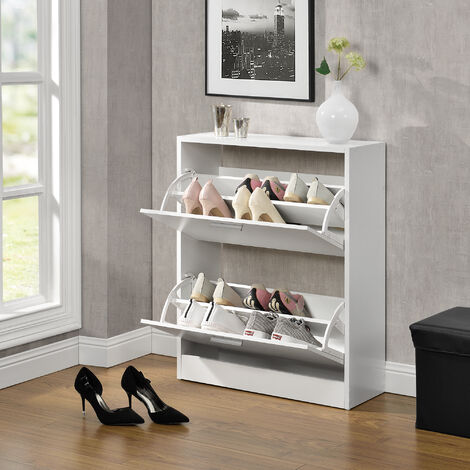 Zapatero Sykkylven con 2 puertas 81x63x24 cm - Blanco [en.casa]