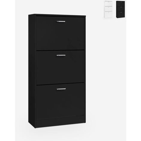 AHD AMAZING HOME DESIGN Zapatero vertical ahorra espacio 63 x 24 x 115 cm 3 puertas 18 pares de zapatos Batu Color: Negro