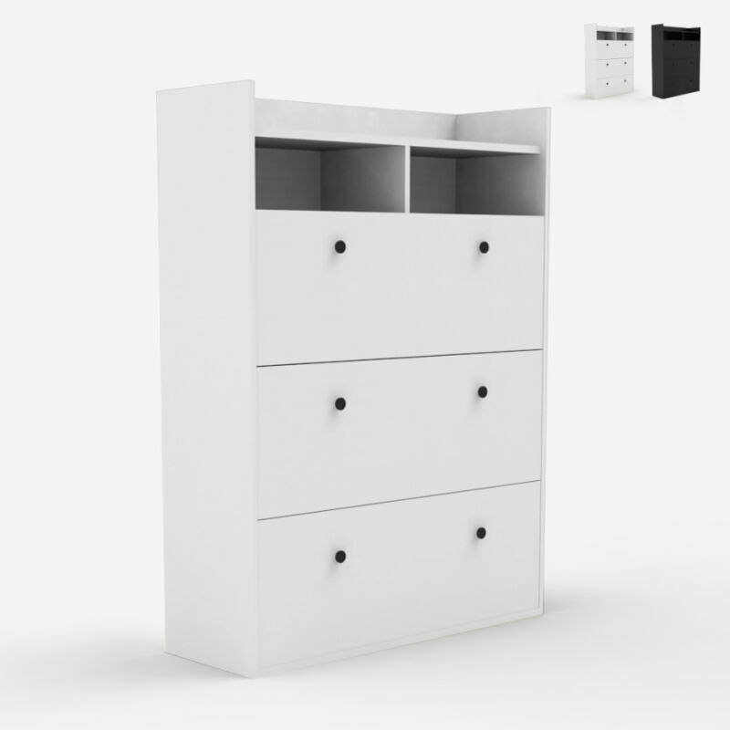 

Zapatero vertical ahorra espacio 3 puertas 63 x 24 x 120 cm 18 pares de zapatos Curpes | Color: Blanco
