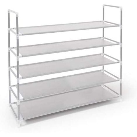 Zapatero zapatero estantes para botas 5 niveles hasta 25 pares 90,5 cm blanco 130001028