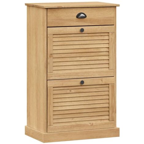Zapatero zapatero mueble almacenaje entrada pasillo salón 60x35x96 cm madera maciza pino marrón 020022113
