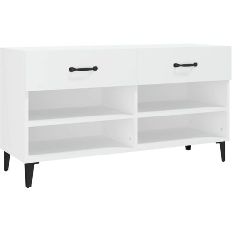 Zapatero zapatero mueble de almacenaje entrada pasillo salón 102 x 35 x 55 cm madera contrachapada blanca 020021420