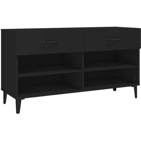 Zapatero zapatero mueble de almacenaje entrada pasillo salón 102 x 35 x 55 cm madera contrachapada negra 020021936