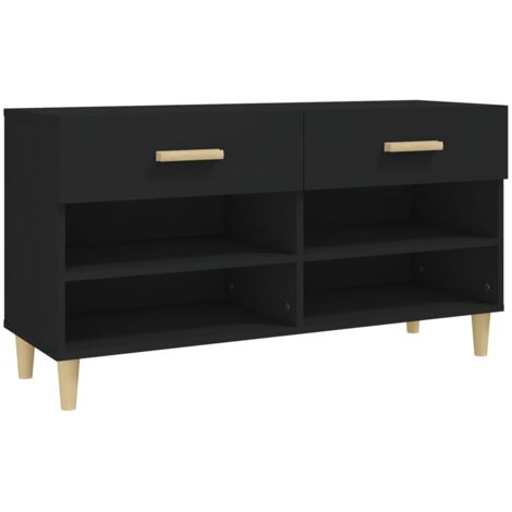 Zapatero zapatero mueble de almacenaje entrada pasillo salón 102 x 35 x 55 cm madera contrachapada negra 020021937
