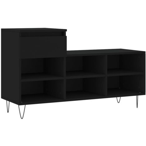 Zapatero zapatero mueble de almacenaje entrada pasillo salón 102 x 36 x 60 cm madera contrachapada negra 020021951
