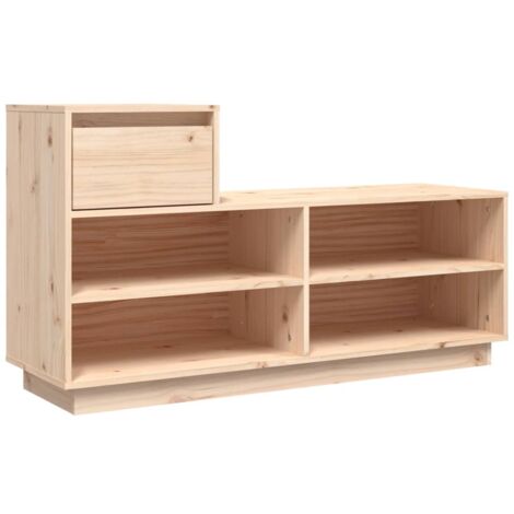 Zapatero zapatero mueble de almacenaje entrada pasillo salón 110 x 34 x 61 cm madera maciza de pino marrón 020021323