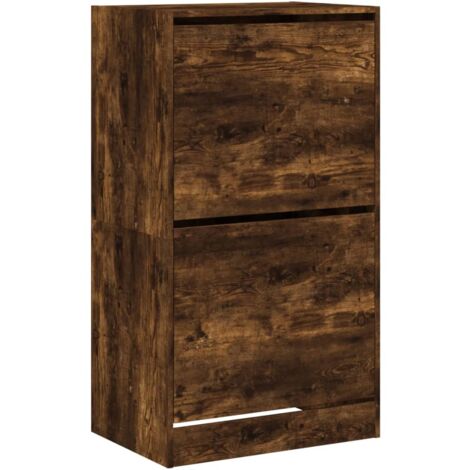 Zapatero zapatero mueble de almacenaje entrada pasillo salón 2 cajones plegables marrón ahumado 020021332