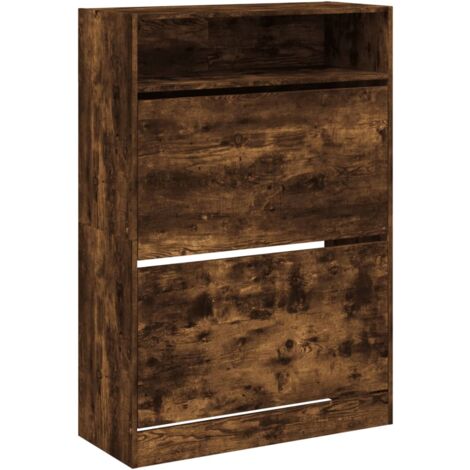 Zapatero zapatero mueble de almacenaje entrada pasillo salón 2 cajones plegables marrón ahumado 020021333