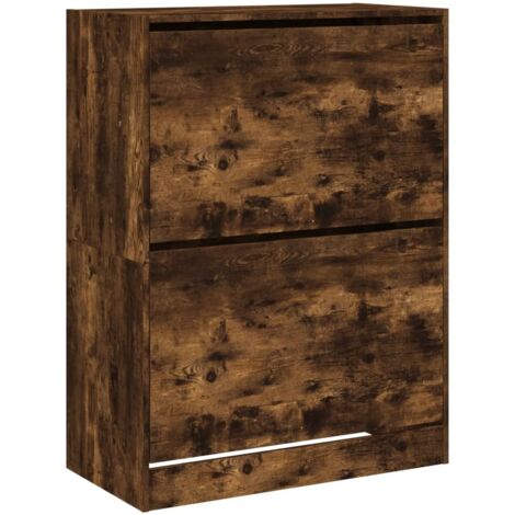 Zapatero zapatero mueble de almacenaje entrada pasillo salón 2 cajones plegables marrón ahumado 020021334