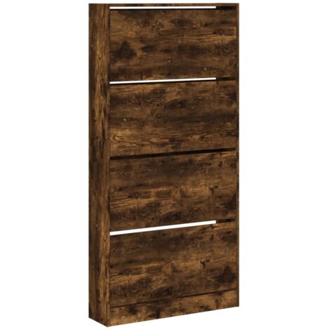 Zapatero zapatero mueble de almacenaje entrada pasillo salón 4 cajones plegables marrón ahumado 020021365