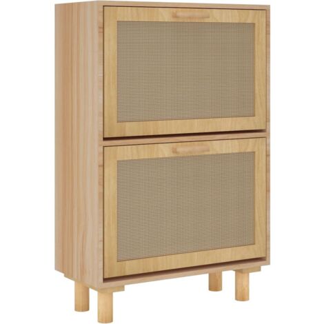 Zapatero zapatero mueble de almacenaje entrada pasillo salón 52 x 25 x 80 cm madera contrachapada/ratán marrón 020021872