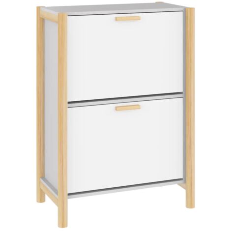 Zapatero zapatero mueble de almacenaje entrada pasillo salón 57,5 x 33 x 80 cm madera contrachapada blanca 020021470