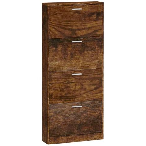 Zapatero zapatero mueble de almacenaje entrada pasillo salón 59 x 17 x 150 cm madera contrachapada marrón 020021564