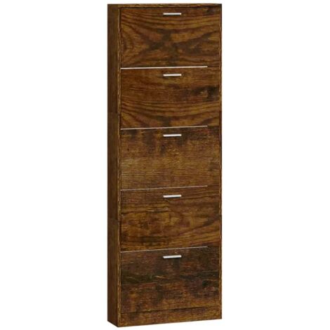 Zapatero zapatero mueble de almacenaje entrada pasillo salón 59 x 17 x 169 cm madera contrachapada marrón 020021565