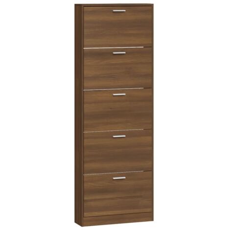 Zapatero zapatero mueble de almacenaje entrada pasillo salón 59 x 17 x 169 cm madera contrachapada marrón 020021633