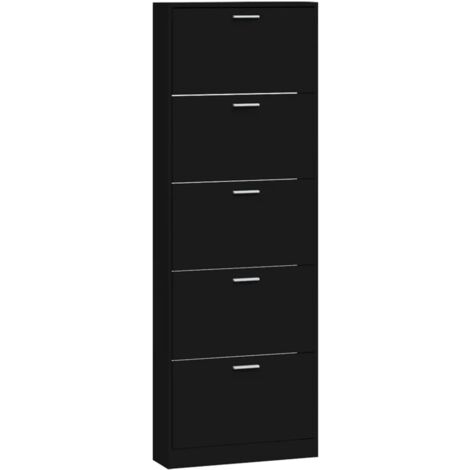 Zapatero zapatero mueble de almacenaje entrada pasillo salón 59 x 17 x 169 cm madera contrachapada negra 020021984