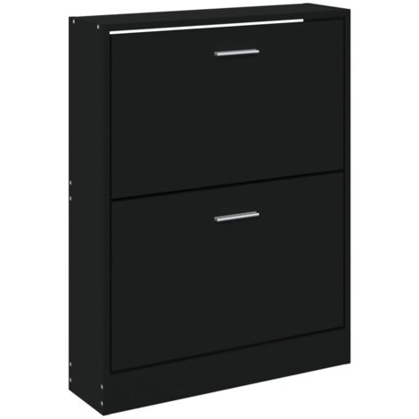 Zapatero zapatero mueble de almacenaje entrada pasillo salón 59 x 17 x 81 cm madera contrachapada negra 020021985