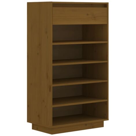 Zapatero zapatero mueble de almacenaje entrada pasillo salón 60 x 34 x 105 cm madera maciza de pino marrón 020021878