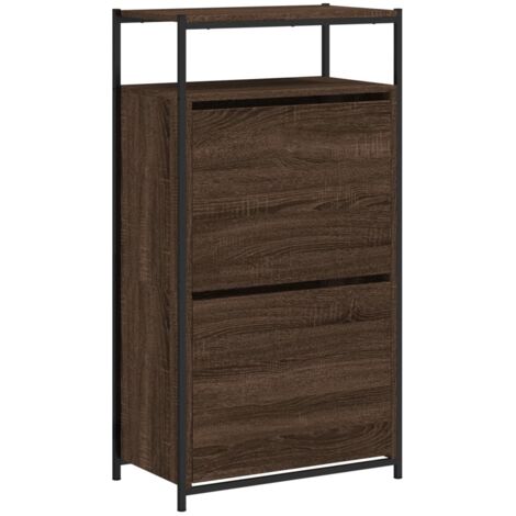 Zapatero zapatero mueble de almacenaje entrada pasillo salón 60 x 34 x 112 cm madera contrachapada marrón 020021638