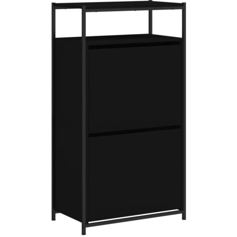 Zapatero zapatero mueble de almacenaje entrada pasillo salón 60 x 34 x 112 cm madera contrachapada negra 020021994