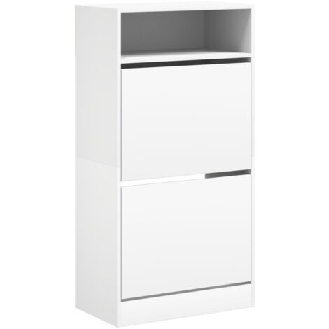 Zapatero zapatero mueble de almacenaje entrada pasillo salón 60 x 34 x 116 cm madera contrachapada blanca 020021480