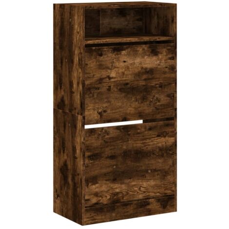 Zapatero zapatero mueble de almacenaje entrada pasillo salón 60 x 34 x 116 cm madera contrachapada marrón 020021572