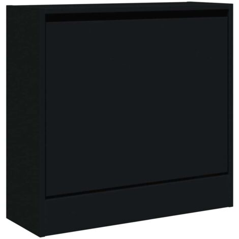 Zapatero zapatero mueble de almacenaje entrada pasillo salón 60x21x57 cm madera de ingeniería negra 020021990