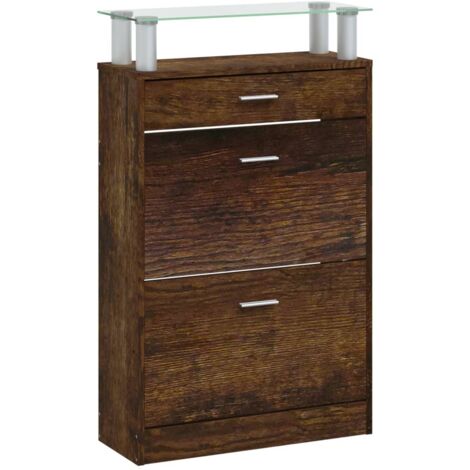 Zapatero zapatero mueble de almacenaje entrada pasillo salón 63 x 24 x 104 cm madera contrachapada marrón 020021578